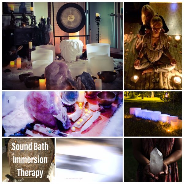 Sound Bath Immersion Therapy Collage www.JustBreathe108.com